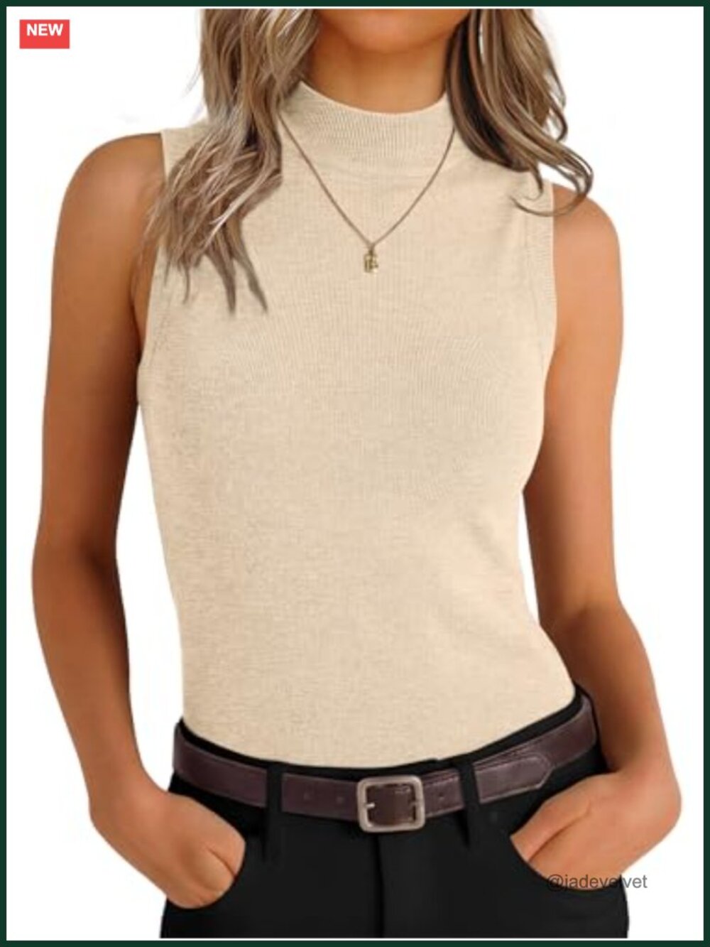 Wool Blend Mock Neck Sleeveless Tank Top Womens Business Casual